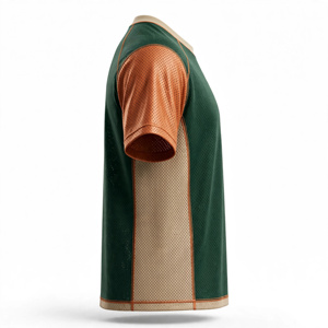 Maillot de football unisexe Amkoor vert et orange en polyester respirant imprimé par transfert thermique, uniforme adulte, détection par aiguille - Product Image 4
