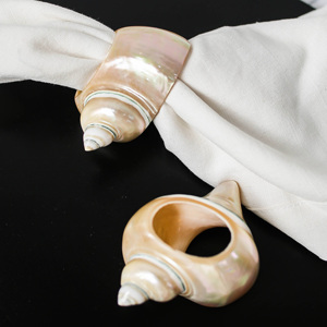 Décorations sur le thème de la plage, anneaux de serviette en coquillages nacrés polis, articles décoratifs pour table de salle à manger pour événements de mariage - Product Image 5