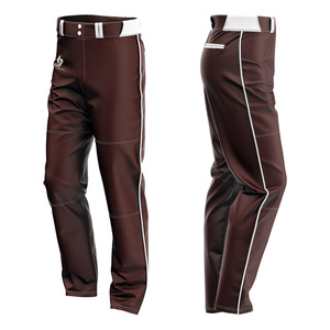 Pantalon de baseball pour homme en polyester couleur moutarde uni avec bande blanche et fermeture boutonnée, coupe classique, respirant, logo personnalisé - Product Image 4