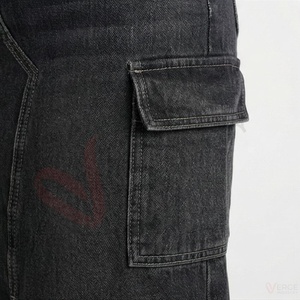 <b>Women's</b> Black <b>Denim</b> <b>Midi</b> <b>Skirt</b> High Waist Cargo Pocket Slit Casual Long A-Line <b>Skirt</b> - Product Image 5