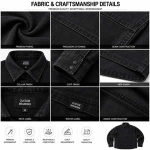 Premium-Quality <b>Denim</b> Motorcycle Jacket for Men Classic Styling Durable Stitching Front Logo Eco-Friendly Breathable Fabric - Product Image 5