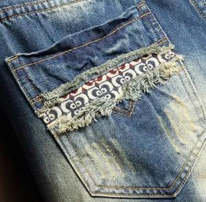 Pantalones Cortos de Mezclilla Rotos para Hombre, Cintura Media Elástica, Logotipo Frontal, Estilo Urbano Informal, Tejido de Algodón - Product Image 5