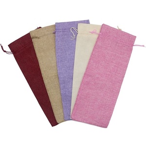 Bolsa reciclable para vino de cáñamo al por mayor, yute de arpillera con cordón para embalaje de sales y granos de café - Product Image 2