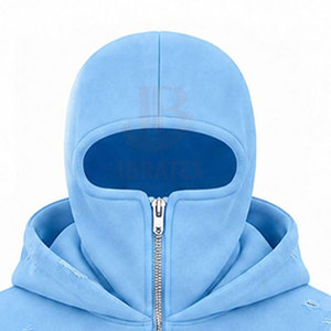 <b>Top</b> Selling Reasonable Price Casual Streetwear <b>Distressed</b> Balaclava Hoodie Men's Full Face Mask Zip Durable Material - Product Image 6
