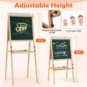 Cavalletto Regolabile a Doppia Faccia con 4 Contenitori per Colori per Giocattoli da Disegno per Bambini - Product Image 5