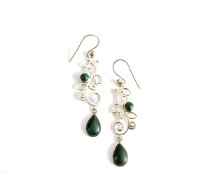 Boucles d'oreilles en argent 925 pour femmes avec pierre de malachite naturelle pour mariage et occasions spéciales, cadeau idéal - Product Image 2
