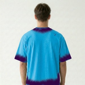 Wholesale Drop Shoulder Streetwear T-Shirt High Quality <b>Bleach</b> <b>Spray</b> Effect Tee Custom Branding Sialkot Factory - Product Image 4