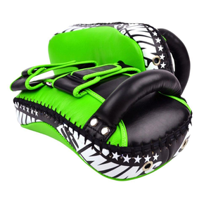 Twins Standard Curved Leather Kick Pads Green <b>Protective</b> Custom Made Boxing MMA Muay Thai Kick <b>Shields</b> - Product Image 4