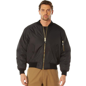 Men's Winter Bomber <b>Jacket</b> Solid Color Nylon Shell Polyester Lining Zipper Closure Windproof Casual Style <b>Thick</b> <b>Fleece</b> Wadding - Product Image 3