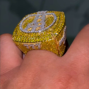Anillo de Diamantes con Símbolo de Dólar, Anillo de Lujo con Incrustaciones de Diamantes, Anillo de Hip Hop, Anillo con Pavé de Oro y Circonitas - Product Image 3