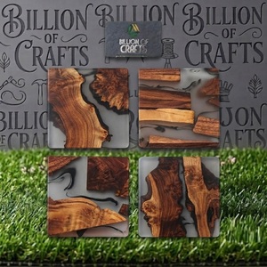 Juego de 6 posavasos de resina transparente con madera natural para decoración moderna del hogar, mesa de café, mesa de comedor. - Product Image 1
