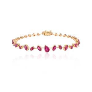 18K <b>Ruby</b> Fashion Tennis <b>Bracelet</b> Contemporary Pear & Marquise Cut - Product Image 2