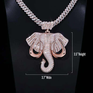 Luxury <b>Elephant</b> Head Moissanite Pendant Necklace Iced Out Rose Gold Hip Hop Statement Chain High Shine Jewelry <b>Gift</b> - Product Image 2