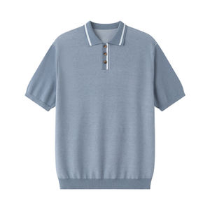 Custom Knit Men'S Polo <b>Shirts</b> Linen Cotton Casual <b>Party</b> <b>Shirts</b> Classic Knitted Striped Polo <b>Shirt</b> - Product Image 1