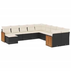 Conjunto de Sofás Modulares Grandes de Ratán Sintético Negro para Jardín - Product Image 2