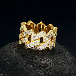 Chaîne cubaine de luxe en argent 925 plaqué or rose 18 carats avec diamants glacés, large, style hip-hop, bijoux unisexes tendance - Product Image 1