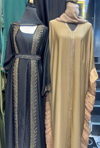 Abaya musulmane traditionnelle noire de Dubaï pour femme, style saoudien, en polyester respirant, longueur cheville, collection printemps, vente en gros - Product Image 3
