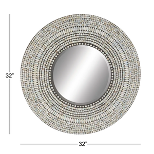 Vietnam Modern <b>MOP</b> Floral Round Mirror Handmade <b>Wall</b> Decor - Product Image 5