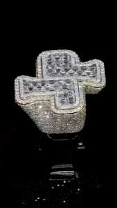 Custom Lab Grown Hip Hop Letter <b>Ring</b> 925Sterling <b>Silver</b> Initial Letter <b>Emerald</b> Cut Iced Out Men Championship Band Wholesale B2B - Product Image 5