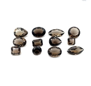 Lot de pierres précieuses en quartz fumé naturel, formes variées, taillées, 10-17 mm, pour la création de bijoux - Product Image 3