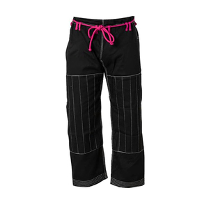 Shorts unisexes noirs avec cordon de serrage rose, coupe régulière, en spandex, séchage rapide, vêtements d'arts martiaux - Product Image 1