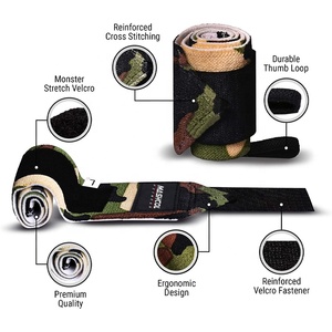 Muñequeras ajustables unisex transpirables con estampado de camuflaje personalizado de 18 "con lazo para el pulgar para entrenamiento de gimnasia y levantamiento de pesas - Product Image 2