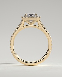 14k Pure Gold <b>Emerald</b> Cut Halo Lab Grown Solitaire Diamond Ring With Pave Set Accent Diamond Band Handmade 2026 Top Selling Ring - Product Image 2