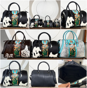 Hot Selling Factory Price Tooled Cowhide Leather Large Travel Speedy Bag High Quality Cactus Design Overnight Unisex Duffel bag - Product Image 3