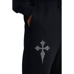 Nuevo Conjunto Deportivo Personalizado para Hombre con Pedrería, 2 en 1, con Capucha, Cintura Elástica, Informal, 100% Algodón Felpa, con Bolsillos Laterales - Product Image 6