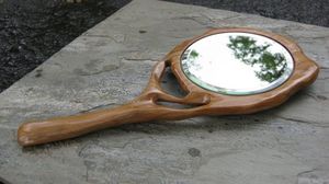 Miroir à main en bois naturel, miroir de maquillage portable avec poignée en bois lisse pour salon de beauté et soins personnels - Product Image 6