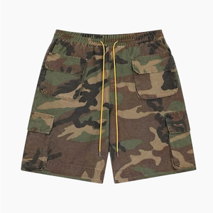 Shorts en denim de coton personnalisés, 6 poches, surdimensionnés, shorts cargo de créateur pour hommes, shorts baggy camouflage d'été pour hommes - Product Image 1