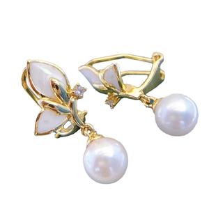 Boucles d'oreilles à clip en perles d'eau douce AK 7-8 mm, sans trous d'oreille, bijoux fins avec nacre, recommandées par le propriétaire du magasin - Product Image 5