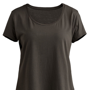 T-shirt à manches courtes pour femme, col rond, noir, coupe classique, en coton tricoté, couleur unie, respirant, à porter toute l'année - Product Image 2