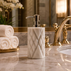 Exclusive <b>Dark</b> <b>Green</b> Marble Soap Dispenser with Gold Pump Natural Marble Hand Wash Bottle for Premium <b>Bathroom</b> & Decor - Product Image 6