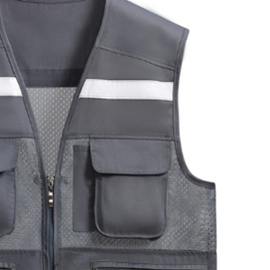 Chaleco de seguridad reflectante unisex de malla de poliéster con múltiples bolsillos para trabajo y uso al aire libre - Product Image 4