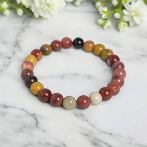 Pulsera de cuentas de jaspe mookaite natural de 8 mm, piedra preciosa pulida redonda, joyería para hombres y mujeres - Product Image 1