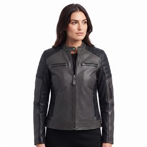 Girls Full Zip Leather <b>Jacket</b> Women Stand Collar Leather <b>Jacket</b> Female PU Leather <b>Bikers</b> <b>Jacket</b> Custom Fit Womens Leather <b>Jacket</b> - Product Image 1