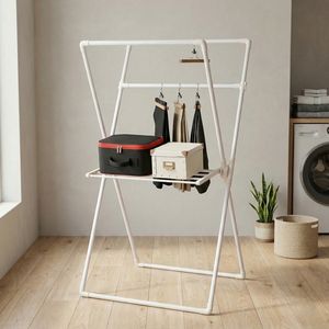 Fabricante de muebles de almacenamiento para el hogar, secador plegable ajustable tipo X, tendedero de ropa de doble barra - Product Image 1