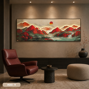 Peinture murale paysage montagneux du Vietnam en soie, artisanat exquis fait main, décoration intérieure, marque HALO, vente en gros usine - Product Image 3