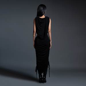 Custom Size Women's <b>Skirts</b> Waist Logo Position <b>Black</b> Straight <b>Skirt</b> Vietnam ODM Knitted Shimmering Jersey Stretchy <b>Skirt</b> - Product Image 3