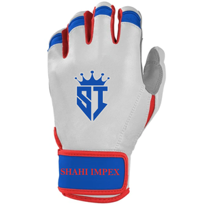 Gants de frappe Shahi Impex blancs, bleus et rouges en cuir rembourré avec fermeture auto-agrippante, ambidextres pour l'entraînement, unisexes adultes - Product Image 3