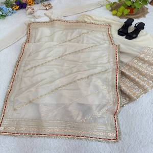 VASTRA COTTAGE Conjunto de Vestido Anarkali de Seda Chinon con Bordado de Lentejuelas, Pantalón de Crepé y Dupatta Bordada, Vestido de Fiesta Elegante - Product Image 4