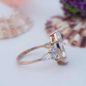 Anillo de Compromiso de Moissanita con Corte Marquesa de 3 Quilates, Plata de Ley 925, 7x14mm, Color D, Anillos de Piedras Preciosas de Lujo para Mujer - Product Image 4