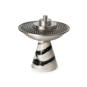 Brûleur d'encens conique en marbre vert Panda écologique avec support en acier brossé à treillis radial pour Bakhoor (aromatique) - Product Image 1
