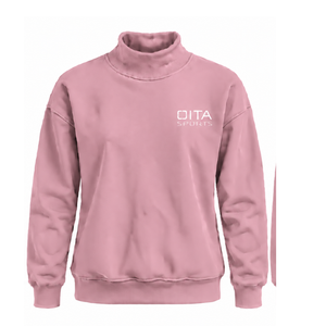 Blush Pink Women Turtleneck Sweatshirt Long Sleeve <b>Pullover</b> Loose Fit Fleece High Neck Casual Winter Streetwear Fashion <b>Jumper</b> - Product Image 1