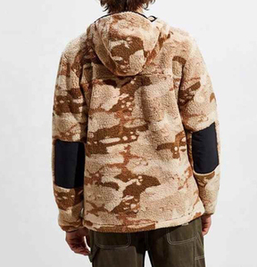 Sudadera con capucha de sherpa para hombre, cálida, con media cremallera frontal, bolsillo de parche, forro polar, camuflaje, ultra suave, con estampado de camuflaje - Product Image 6