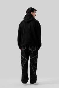 Sudaderas con capucha de algodón sólido con gráficos web, estilo urbano, con remaches, varios estilos, tendencia High Street, forro polar, unisex - Product Image 4