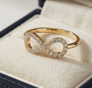 Anillo de Eternidad con Diamantes Infinitos, Corte Brillante Redondo, Engaste Pavé, Oro Sólido de 10K, 14K, 18K, Anillo de Compromiso para Mujer, Anillo Romántico - Product Image 5