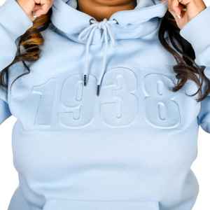 Sweat-shirt à capuche gaufré pour femme 1938, en molleton de coton, avec poche kangourou, style décontracté streetwear, vente en gros OEM - Product Image 4