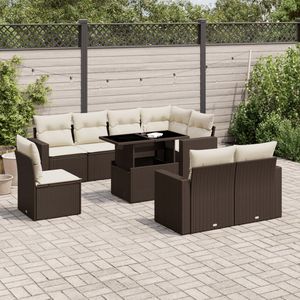Conjunto de Sofás Modulares Grandes de Ratán PE Marrón para Jardín, Muebles Modulares Elegantes para Exteriores - Product Image 1